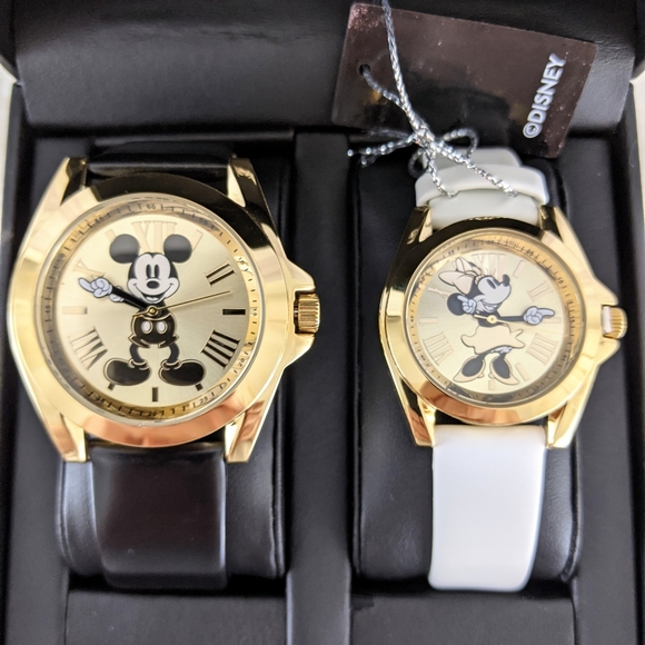 Disney Accessories - Disney His & Her Mickey & Minnie Gold Watch Set